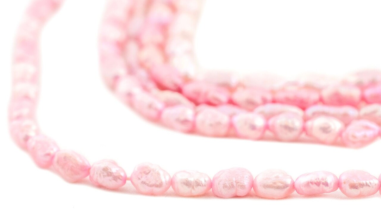 The Bead Chest Japanese Rice Pearl Beads: Vintage Baby Pink 4mm Elegance | Full Strand